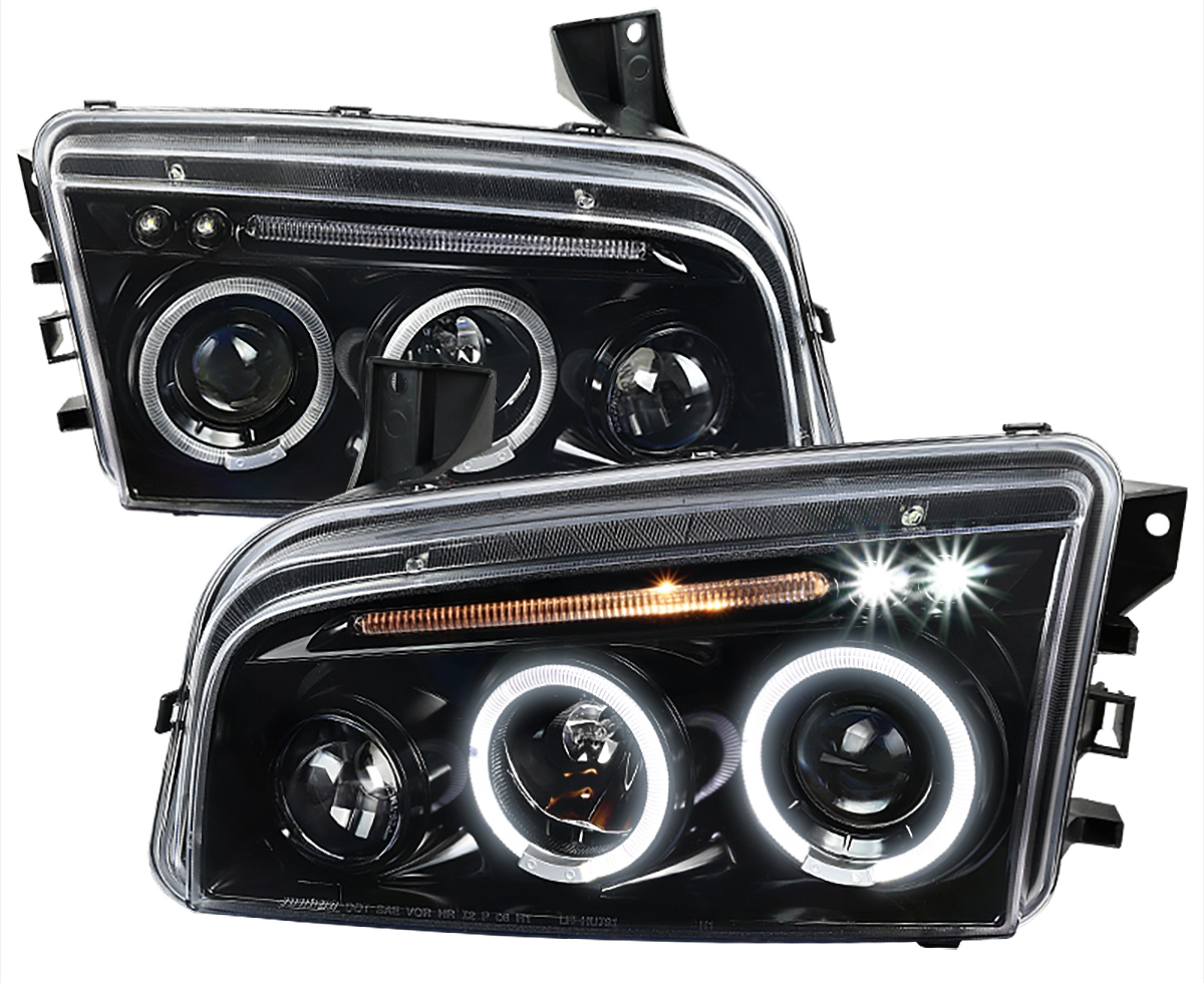 Projector Headlights With Dual LED Halos Spec D LHP CHG05BK TM