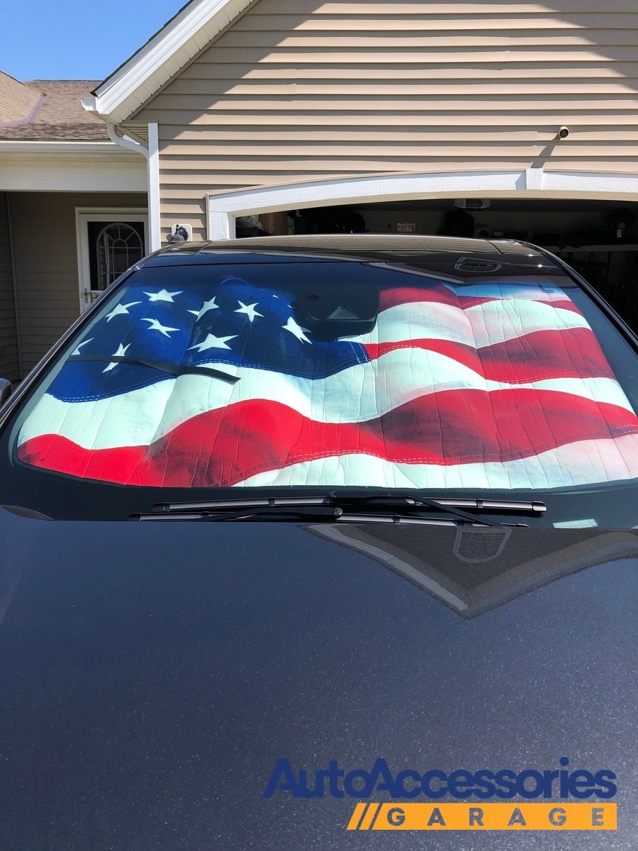 Intro-Tech American Flag Car Windshield Sun Shade - Free Shipping